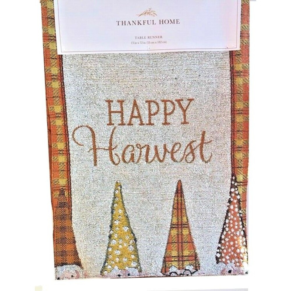 Thanksgiving Gnomes Table Runner 13x72" Tapestry Happy Harvest Fall Colors